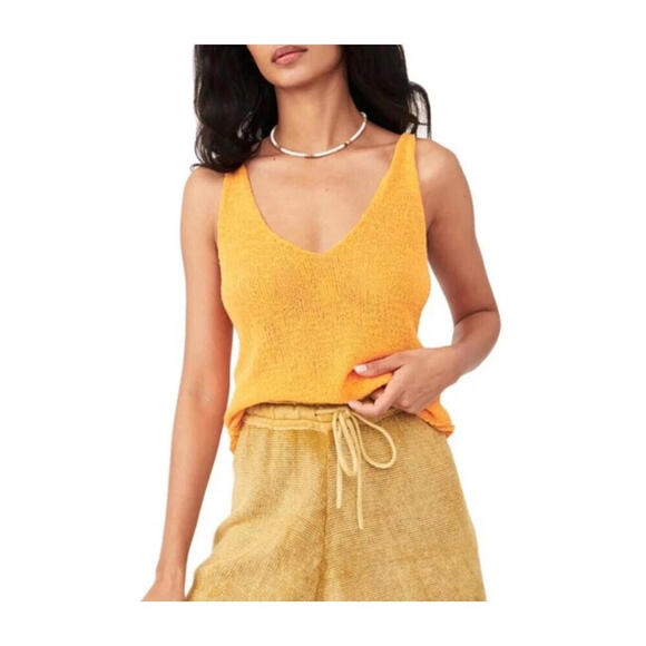 Free People We The Free Boucle Sweater Tank Orange Knit Tank Top Size XS NWT - Picture 1 of 3